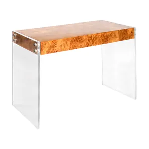 Bureau d'étude en acrylique Transparent avec tiroir, bureau de rangement de grain de bois de fraise moderne pour bureau