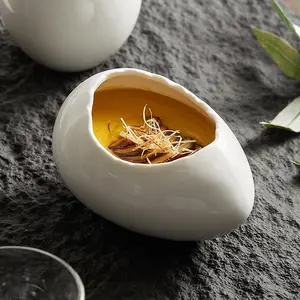 Sáng tạo hình trứng gốm ngọt tráng miệng bát súp đồ ăn nhẹ Pudding Jar trứng hầm nướng nồi nhà hàng tự chọn