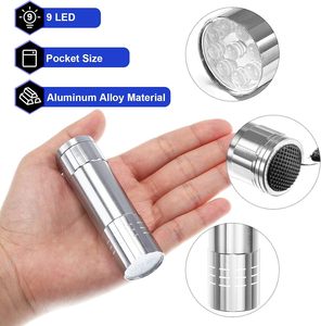 Up to 100 000 Hours LED Lifetime 9 LED Mini Aluminum Flashlight Torch Multicolor for Camping Hiking Hunting Fishing