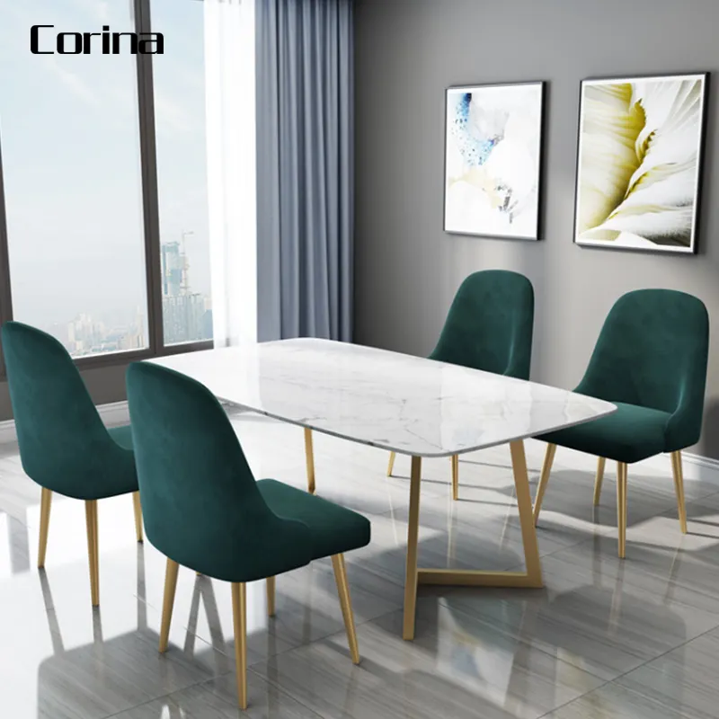 エレガントなスタイルの部屋セット大理石のデザイン人工石OEMレストランテーブルダイニングテーブル