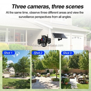 Caméra de surveillance sans fil OEM, rouge et bleue, avec alarme LED, 3 objectifs, 15MP, carte SIM 4G, solaire, PTZ 360°, IP, extérieure, réseau, sécurité, bullet, CCTV - Product Image 5