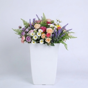 High Quality Durable PP Plastic Tall Square <b>Planter</b> <b>Boxes</b> Minimalist White Flower Pots Bulk Sales Factory Direct - Product Image 2