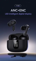 Earbud Koneksi Nirkabel TWS ANC ENC Peredam Kebisingan dengan Layar LED, Tahan Air IPX7, Stereo HiFi, Headset Sport In-Ear