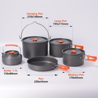 Ensemble de cuisine suspendu en aluminium anodisé pour 4-6 personnes, comprenant une poêle XL et une bouilloire, personnalisable OEM pour le camping
