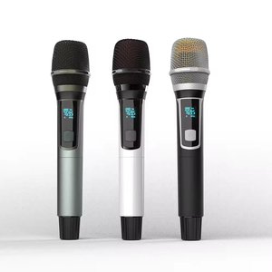 Micrófono inalámbrico CQA dinámico de mano UHF FM con pantalla LED Receptor inalámbrico de doble canal Micrófono profesional - Product Image 1