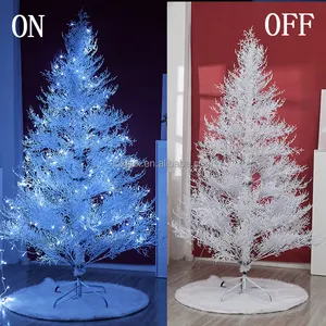 Árbol de Navidad preiluminado de PE Artificial blanco de 6 pies de 700 puntas con luces de burbujas Led azules, vacaciones al aire libre, árbol de Navidad colorido