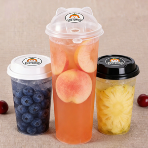 Gobelets jetables en PET à paroi simple de 14 oz, motif ours, diamètre 90 mm, recyclables pour fruits et café - Product Image 6