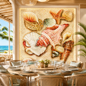 Mosaico Moderno de Conchas Rosadas para Decoración de Paredes, Mosaico para Baño, Mosaico Personalizado al por Mayor - Product Image 5
