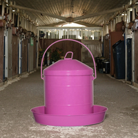 Mangeoire à poulets 9L en fer galvanisé avec poignée Couvercle de mangeoire en métal pour volaille de ferme Mangeoire automatique à poulets neuve et usagée