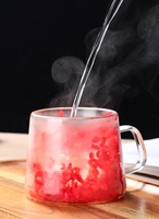 280ml Dubbelwandige Borosilicaat Glazen Koffiemok Echte Gedroogde Bloemen Hittebestendig Vaatwasser- en Magnetronbestendig Modern Design voor