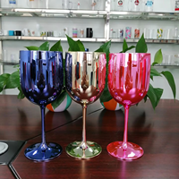 Verres à vin en plastique brillant électroplaqué or BST 480 ml 16 oz, incassables, vente en gros, gobelets personnalisés en plastique pour flûtes à champagne
