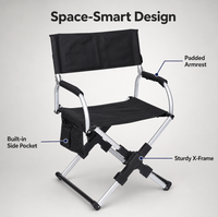 Chaise de Réalisateur Pliante Portable avec Poche Latérale, Accoudoir Rembourré, Cadre en X en Aluminium – Idéale pour le Camping, les Pique-niques, la Photographie et le Cinéma en Extérieur