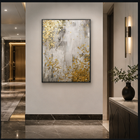 Art mural abstrait gris doré, peinture sur toile peinte à la main pour salon, chambre à coucher, hall d'hôtel et intérieurs neutres modernes et organiques