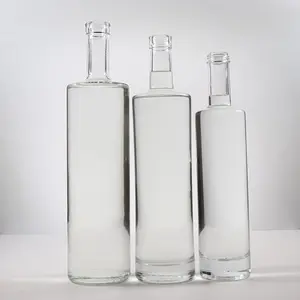 Premium Vide Cylindre Liqueur Vin 750ml Bouteille De Vodka En Verre Dépoli 1000ml Bouteille En Verre De Vin En Gros