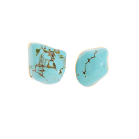 Boucles d'oreilles clous ethniques bohèmes simples plaquées or avec turquoise, bijoux minimalistes en pierre naturelle, vente en gros