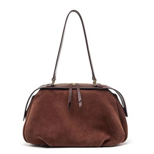 Bolso de Hombro/Axilar de Cuero Nubuck Marrón Oscuro, de Lujo, Gran Capacidad, para Viajes Diarios, Personalización OEM - Product Image 1