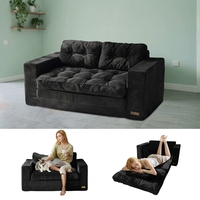 Canapé modulaire convertible moderne deux places confortable et extensible, pouf avec rembourrage en mousse compressée sous vide pour salon et hôtel