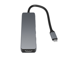 Adaptateur Type C 6-en-1 H04, mini station d'accueil avec lecteur de carte SD/TF USB 3.0 4K 60Hz, 100W PD pour MacBook Pro