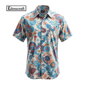 Chemise à manches courtes à boutons imprimée de haute qualité Hommes Personnalisé en vrac OEM Bangladesh Marque privée Polyester/Coton Broderie personnalisée - Product Image 6