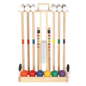 Ensemble de croquet d'extérieur en bois pour l'exportation, jeu sportif pour enfants sur gazon, ensemble en bois massif pour six personnes, petite balle de croquet. - Product Image 1