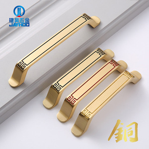 มือจับตู้ทองเหลืองสไตล์จีน รูปทรงแท่ง ทนทาน สำหรับเฟอร์นิเจอร์ตู้เสื้อผ้า - Product Image 3