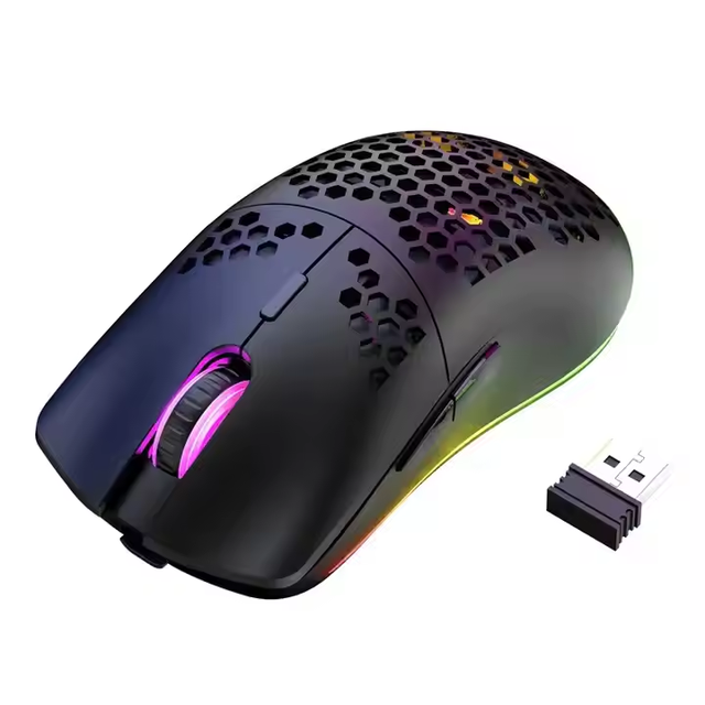 Wholesale RGB Luminous Wireless Gaming Mouse Lightweight Custom Logo Rechargeable for Office Use Right Hand Orientation Colorful