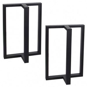 Modern Industrial Home Office Shaped Detachable Glass Desk Frame Black Wrought Steel <b>Cast</b> Iron <b>Powder</b> Coated Metal Table Legs - Product Image 4