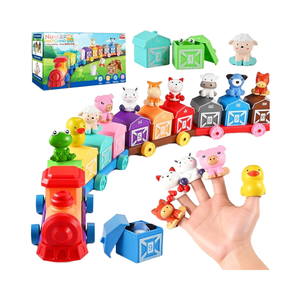 Set Treno con Animali da Fattoria per Bambini, Gioco Educativo <span class=keywords><strong>Montessori</strong></span> per Conteggio, Abbinamento e Ordinamento, 10 Marionette da Dito, Fattoria Educativa - Product Image 1