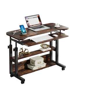 Carrito de Mesa Rodante Plegable y Ajustable en Altura, Color Marrón, Soporte Portátil para Laptop, Diseño Moderno para Oficina - Product Image 1