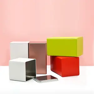 竞争性多色容器食品级储物盒方形金属茶锡