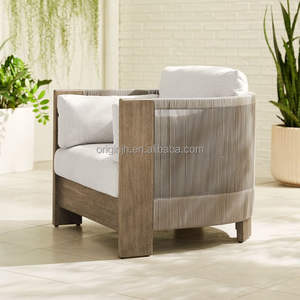 Katı tik dış mekan mobilyaları yarım yuvarlak arkalığı tüm hava rattan bahçe modern ahşap sandalye açık - Product Image 2