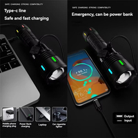 Nouveau chaud en alliage d'aluminium 60w blanc zoom télescopique affichage de puissance numérique Usb Rechargeable led torches lumières lampe de poche tactique