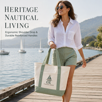 Sac fourre-tout en toile brodé sur mesure avec motif bateau, vert sauge, sac à main bateau avec poche avant, sac en coton robuste pour les vacances