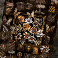 20 pegatinas por paquete Serie de colección de metal Collage de estilo retro Pegatinas de tarjetas duras de metal decorativas
