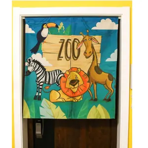Детские занавески для двери с животными в стиле сафари, занавески для гостиной, светонепроницаемые занавески для двери