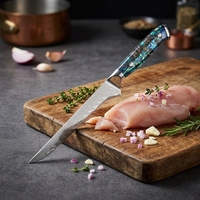 Couteau à désosser commercial VG10 en acier Damas, manche en résine, 15 cm, tranchant pour la découpe des os, idéal pour la viande de bœuf/porc et l'abattage.