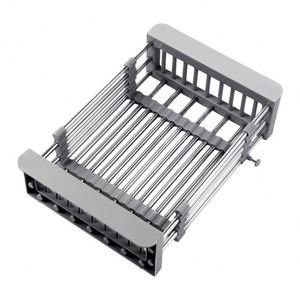 Égouttoir à vaisselle rétractable en acier inoxydable poli épais pour évier de cuisine, rangement de placard pour assiettes et bols - Product Image 3