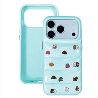 Coque de téléphone portable Kawaii Cartoon Puppy Puffy pour iPhone 18, texture gonflée effet doudoune brillante, protection antichoc
