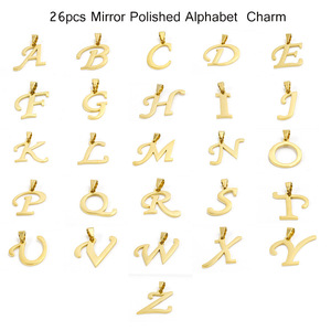Colgante de letra mayúscula con cierre de semilla de melón |   Dijes con Iniciales Chapados en Oro de 18K PVD para Hacer Joyería DIY, Collares y Pulseras - Product Image 2