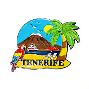 แม่เหล็กติดตู้เย็นลายท่องเที่ยวเทเนริเฟ่ ของที่ระลึกงานขายส่ง - แม่เหล็กโลหะรูปต้นปาล์ม นกแก้ว ชายหาด ของขวัญ - Product Image 2