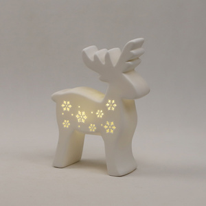 Nuevo Diseño 2026: Pequeño Ciervo de Cerámica Hueco con Luces Blancas Cálidas, Adorable Animal Navideño para Decoración del Hogar, Personalizable - Product Image 2