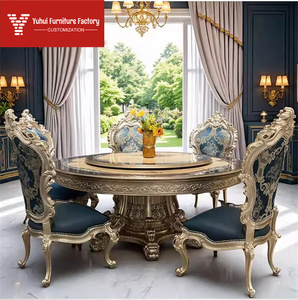 <span class=keywords><strong>Tavolo</strong></span> <span class=keywords><strong>Rotondo</strong></span> in Legno Intagliato Stile <span class=keywords><strong>Barocco</strong></span> Italiano per Sala da Pranzo Moderna, Soggiorno, Appartamento o Hotel - Product Image 1