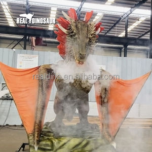 Dinosaurio gigante personalizado para interiores Dragón alado rojo Modelo animatrónico - Product Image 4