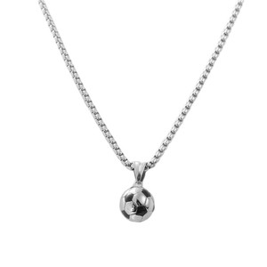 yunnique <b>Titanium</b> Steel Soccer Ball Pendant Themed Geometric Necklace Everyday Wear Retro Style Men Women 120228 - Product Image 2