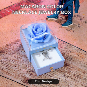 Nuevo Estuche para Joyas Rectangular Cuadrado Color Macaron de Dos Capas con Forro de Terciopelo y Cierre de Hebilla para Propuesta de Matrimonio, Boda, San Valentín - Product Image 1