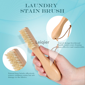 Customized Logo Natural Soft Bristle Wooden Scrub <b>Brushes</b> <b>Clothing</b> <b>Brush</b> for Removing Stubborn Stains on Fabrics Laundry Use - Product Image 3
