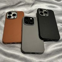 Luxe Hiver Marron Rouge Plaine En Cuir Téléphone étui pour iphone 16 15 Pro Max 11 12 13 14 Promax 15Plus Antichoc En Métal Lentille Couverture