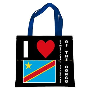 custom 16X14 inches Double Sided Sublimation Printing DEMOCRATIC REPUBLIC OF THE CONGO tote bag