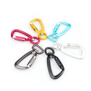 colorful engrave auto locking aluminum swivel carabiner hook rope dog leash self locking twist snap carabiner swivel