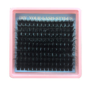 Extensions <span class=keywords><strong>de</strong></span> <span class=keywords><strong>cils</strong></span> en grappe D personnalisées avec logo, 60D 120D 160D 180D, épaisses, 10-18mm, effet wispy, volume intense, individuelles - Product Image 5